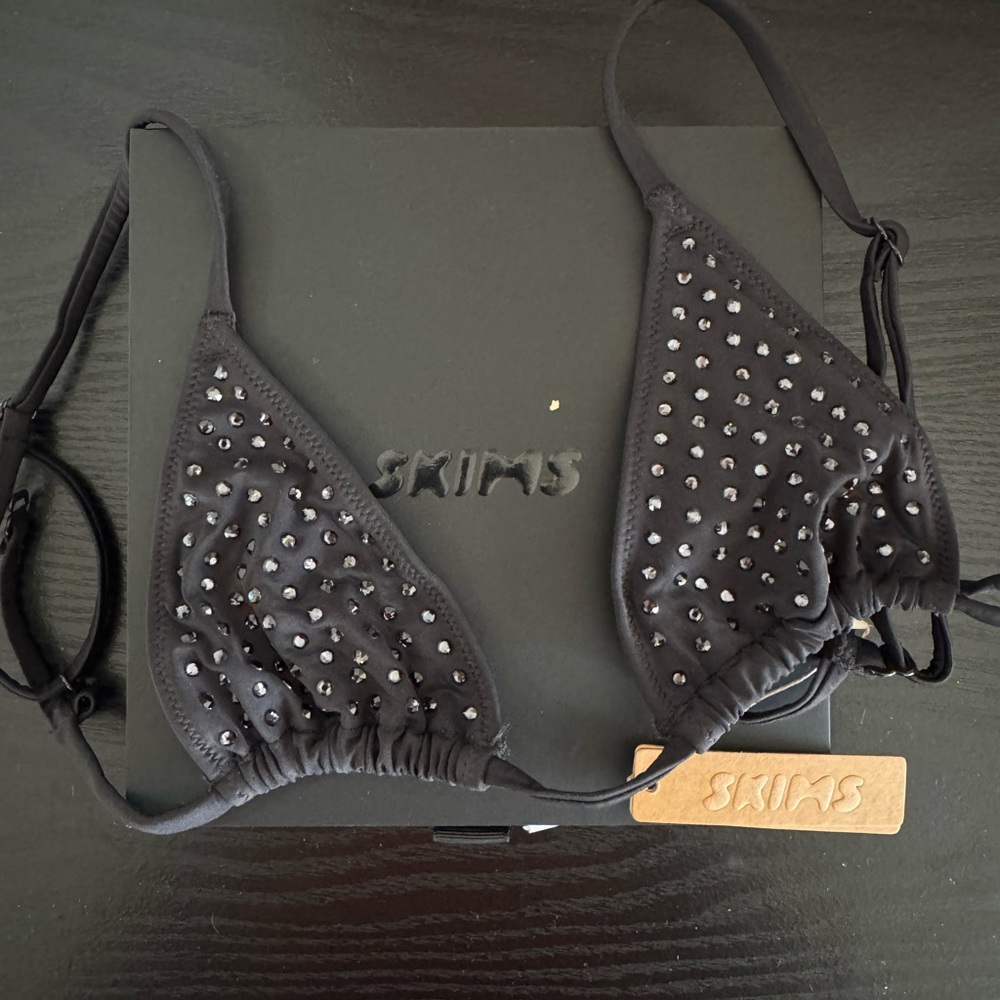SKIMS Black Crystal Embellished Bikini
